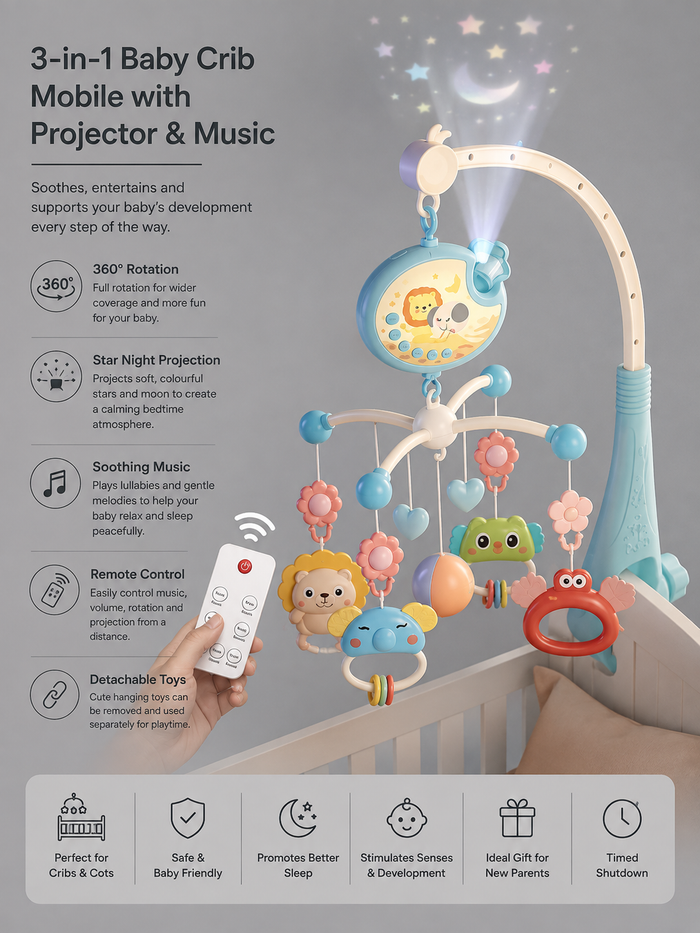 3-in-1 Baby Crib Mobile & Projector