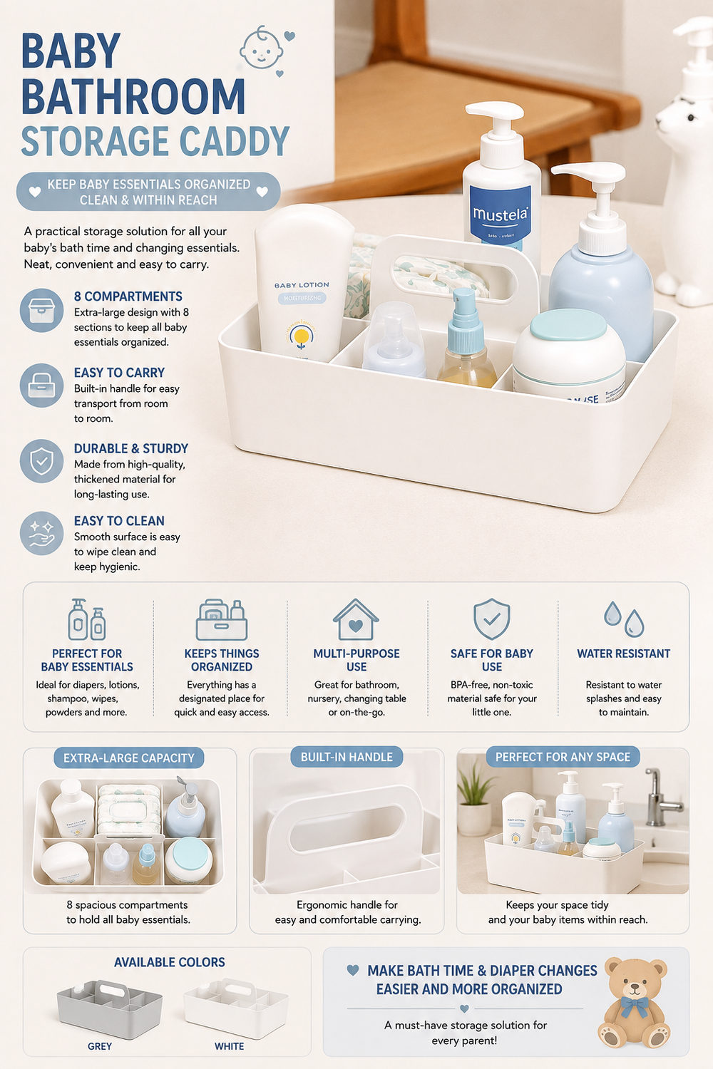 Baby Bathroom Storage Caddy